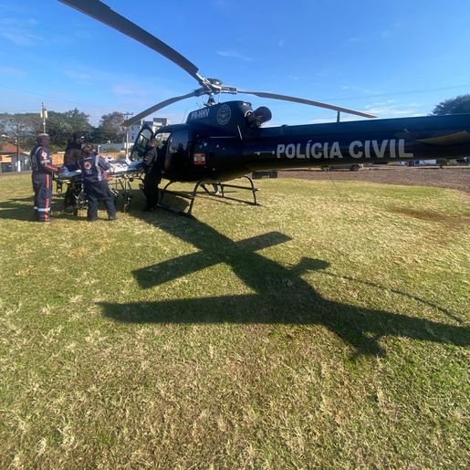Criança com quadro convulsivo é transferida de helicóptero de Caibi para Chapecó 