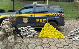 PRF apreende 195 kg de drogas e recupera carro roubado na BR-282 