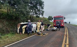 Condutor de Campo Erê fica ferido em capotamento na PR-180  
