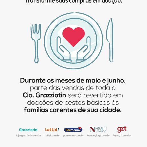 Lojas Pormenos e Grazziotin fazem doação de 150 cestas de alimentos