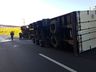 Caminhoneiro sofre escoriações em tombamento na BR-282