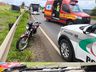 Acidente entre caminhão e moto deixa jovem ferida na SC 157