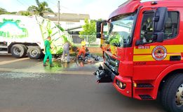 Bombeiros controlam incêndio em caminhão de lixo em Maravilha