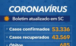 Estado confirma 53.336 casos e 685 mortes por Covid-19