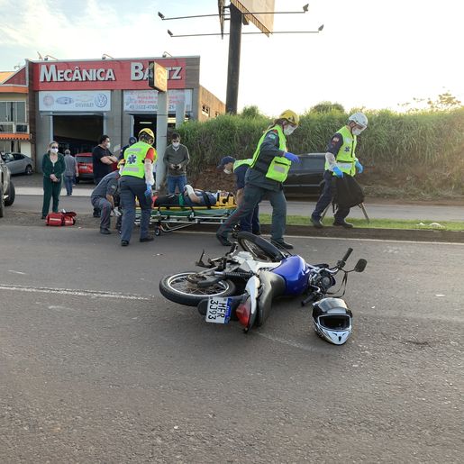Motociclista sofre fratura em acidente na Willy Barth 