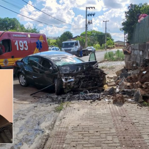 Homem morre após carro colidir em muro 