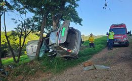 Motorista morre ao colidir caminhonete com árvore na SC-156, em Xaxim