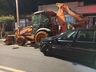 Homem fica ferido ao colidir carro em retroescavadeira em Cunha Porã