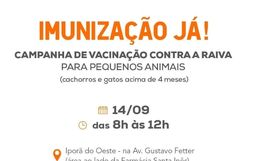 Iporã do Oeste terá vacinação contra raiva neste sábado