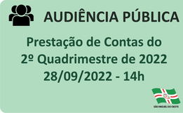 Audiência Pública de Prestação de Contas do 2º Quadrimestre do ano será nesta quarta