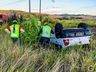 Ocupantes abandonam veículo após capotamento na SC-492 em Bandeirante 