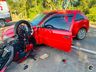 Acidente entre moto e carro deixa dois feridos na SC 163, em Itapiranga