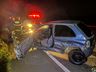 Colisão entre carros seguida de capotamento deixa um ferido na BR-282