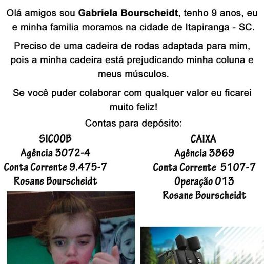 Família precisa de ajuda para adquirir cadeira adaptada