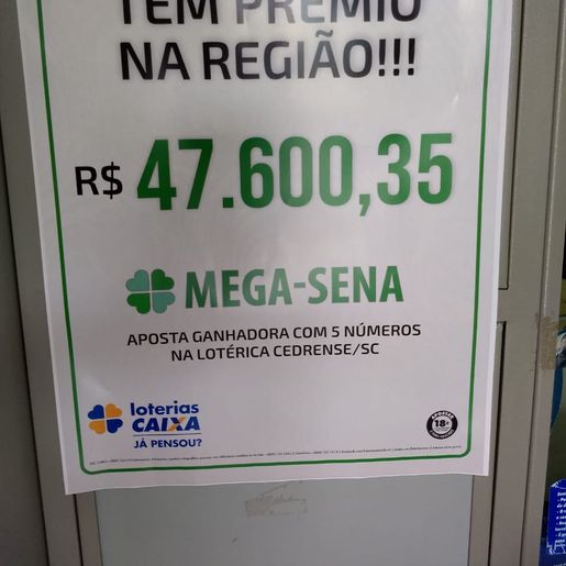 Aposta feita em São José do Cedro fatura a quina de Mega Sena