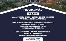 Aniversário de Iporã do Oeste terá programação especial nesta quinta-feira