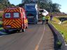 Colisão traseira entre dois caminhões bloqueia BR-158, em Cunha Porã