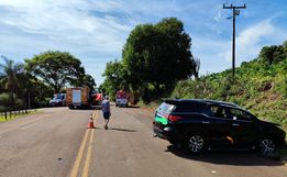 Colisão frontal deixa mulher ferida na SC-161 em Iraceminha