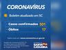 Estado tem 501 casos confirmados e 17 mortes causadas por Covid-19