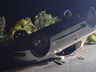Capotamento deixa condutor ferido na SC-496 entre Descanso e Belmonte