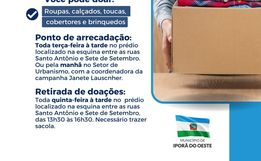 Prefeitura de Iporã do Oeste lança mais uma edição da "Campanha do Agasalho"