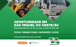 Prefeitura de SMOeste realiza leilão de máquinas e veículos