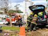 Colisão em lixeira e árvore deixa homem ferido em SMO; vídeo