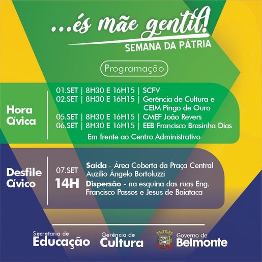 Educação e Cultura de Belmonte definem programação alusiva à Semana da Pátria