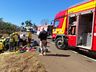 Colisão entre carro e dois caminhões deixa homem gravemente ferido na BR-282, em Xanxerê