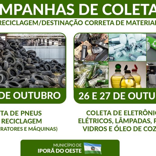 Inicia campanha de recolha de pneus para reciclagem em Iporã do Oeste