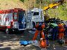 Tombamento de caminhão deixa condutor ferido na BR-282 entre SMOeste e Maravilha 