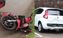 Homem fica ferido em acidente envolvendo motocicleta no centro de SMOeste