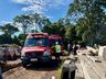 Bloco de concreto de 300 kg cai sobre trabalhador em Cunha Porã