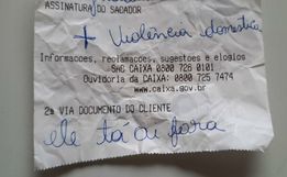 Vítima de violência doméstica escreve bilhete com pedido socorro 