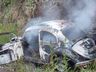 Fusca pega fogo na SC-305 entre Campo Erê e São Lourenço do Oeste