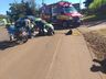 Mulher fica ferida ao colidir moto em caminhão e sofrer queda na avenida em Iporã do Oeste