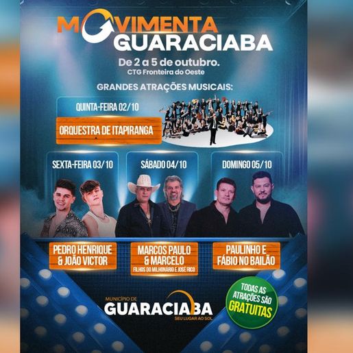 Movimenta Guaraciaba começa em duas semanas com 150 empresas 