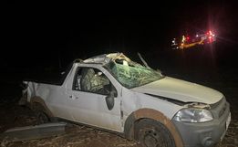Idoso fica gravemente ferido em capotamento na SC-305 em Campo Erê