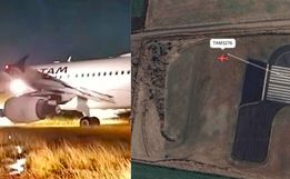 Avião da Latam sai da pista após o pouso no aeroporto de Chapecó