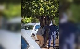 VÍDEO: Homem fica com a cabeça presa em árvore no centro de São Miguel do Oeste