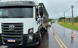 Acidente entre caminhões bloqueia trânsito na SC 163