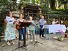 Fiéis participam de missa na Gruta Nossa Senhora de Lourdes em São Miguel do Oeste
