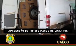 PRF e GAECO de SC aprendem cerca de 100 mil maços de cigarros 