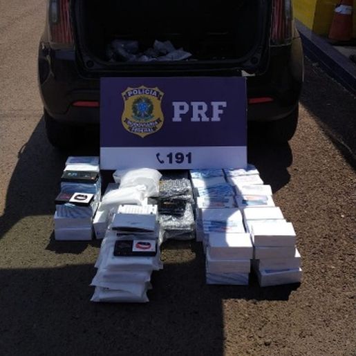PRF apreende eletrônicos escondidos em veículo na BR-282