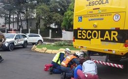 Idosa é atropelada por ônibus no centro de São Lourenço do Oeste