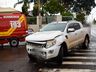 Colisão entre carro e caminhonete deixa mulher ferida em São Miguel do Oeste