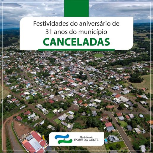 Iporã do Oeste cancela eventos e programação de aniversário do município
