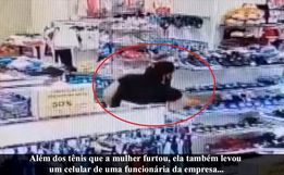 Câmera flagra mulher furtando mercadoria em loja de São Miguel do Oeste