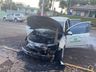 Carro da Secretaria de Saúde de Itapiranga pega fogo