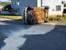 Veículo tomba após colisão no Bairro São Luiz, em São Miguel do Oeste